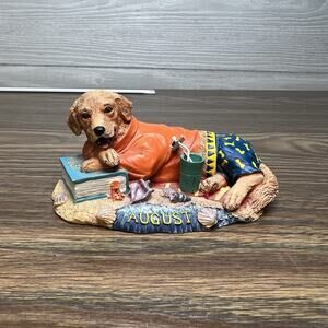 Danbury Mint Perpetual Calendar Dachshund August Figurine